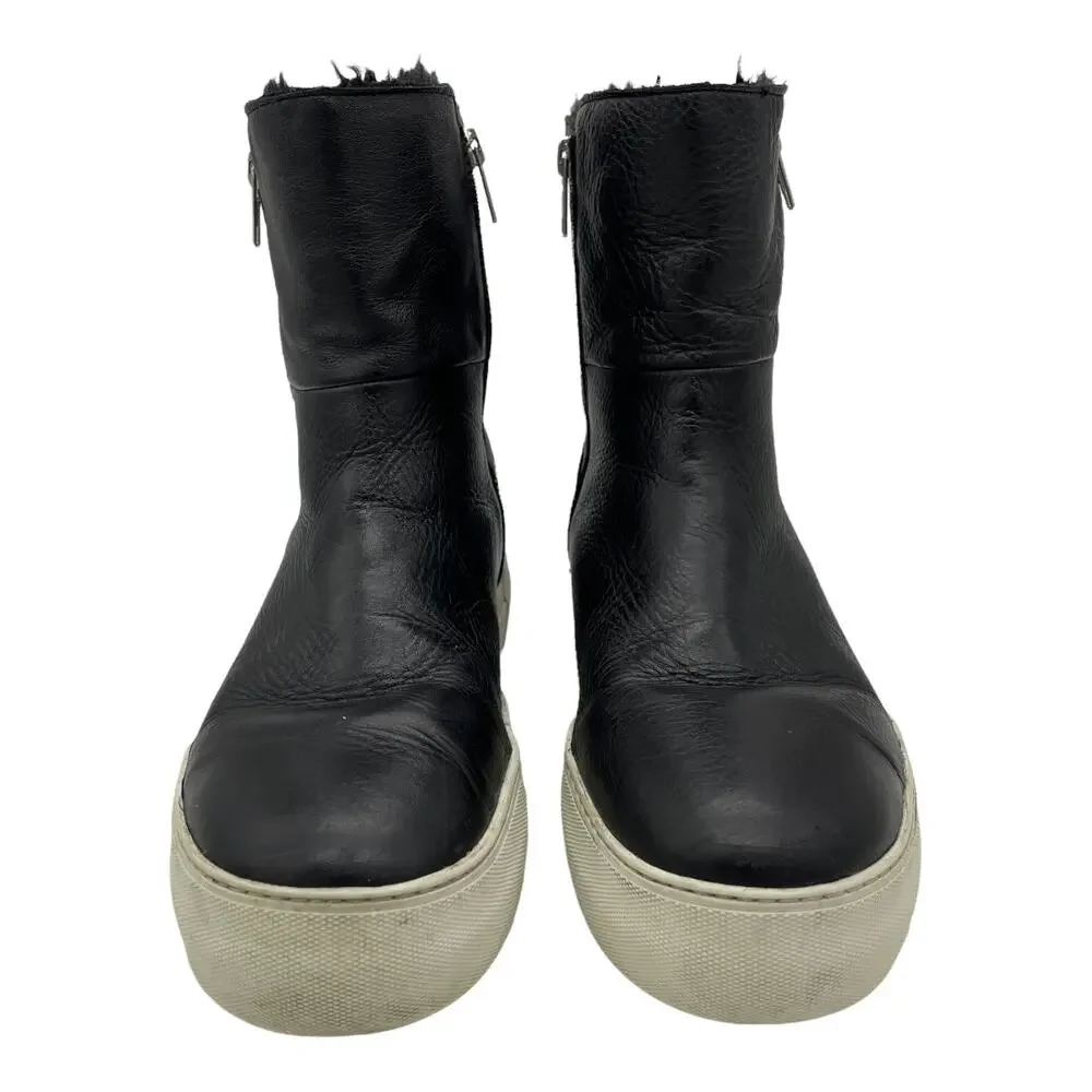 J/Slides Allie Faux Fur Lined Leather Sneaker Boots - Black - 8